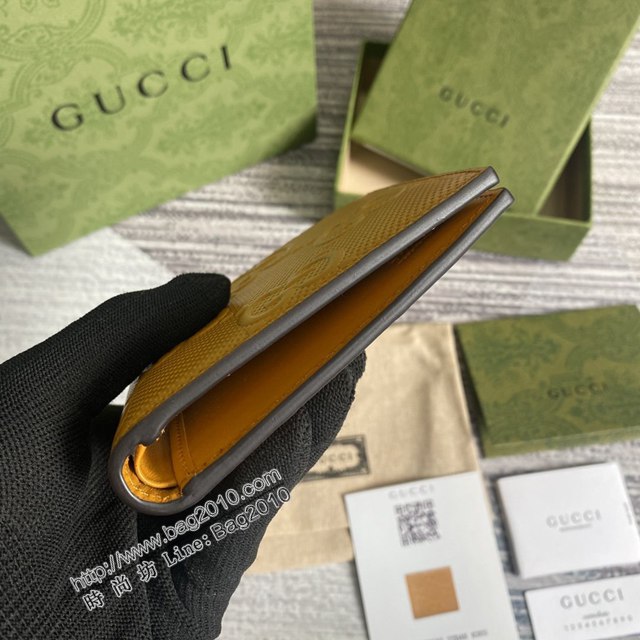 Gucci新款包包 古馳壓花全皮男士短錢包 Gucci男士短夾 625562  ydg3047